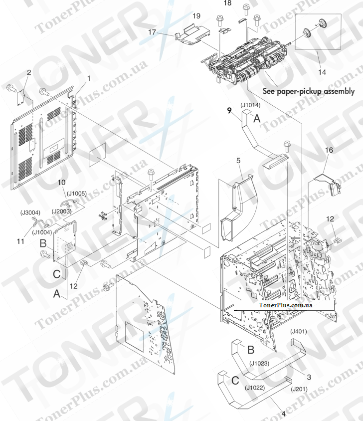 Каталог запчастей для HP Color LaserJet 3800 - Internal components (5 of 5)