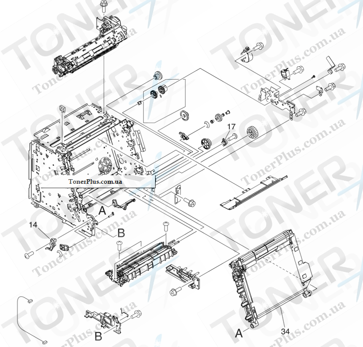 Каталог запчастей для HP Color LaserJet CM1017 MFP - Internal components (2 of 3)