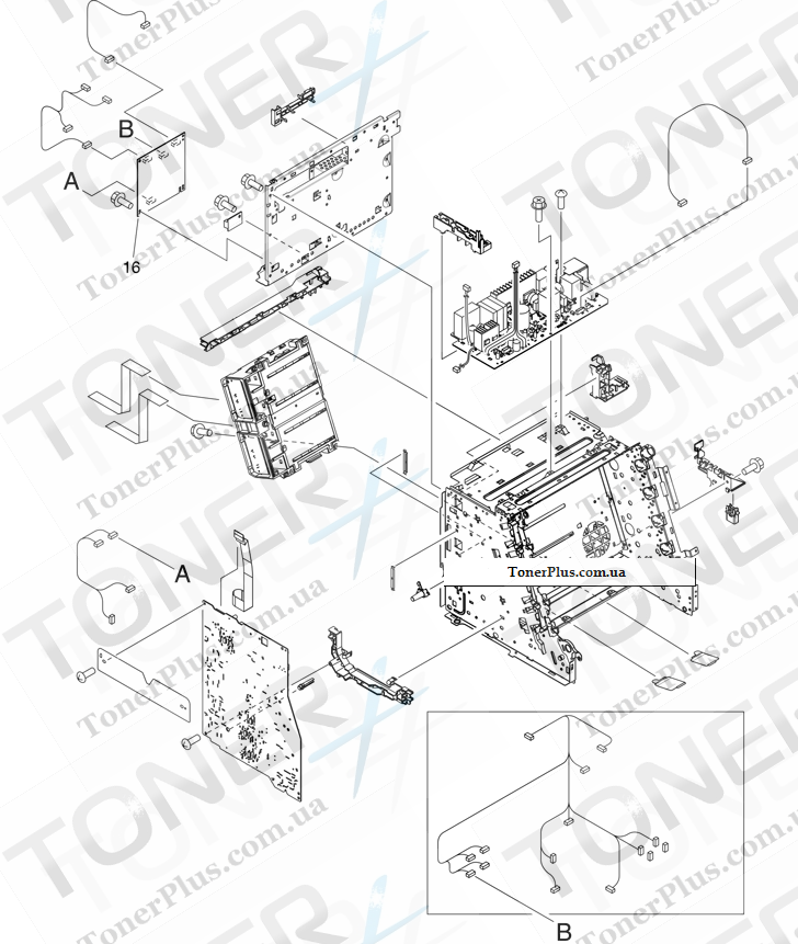 Каталог запчастей для HP Color LaserJet CM1017 MFP - Internal components (3 of 3)