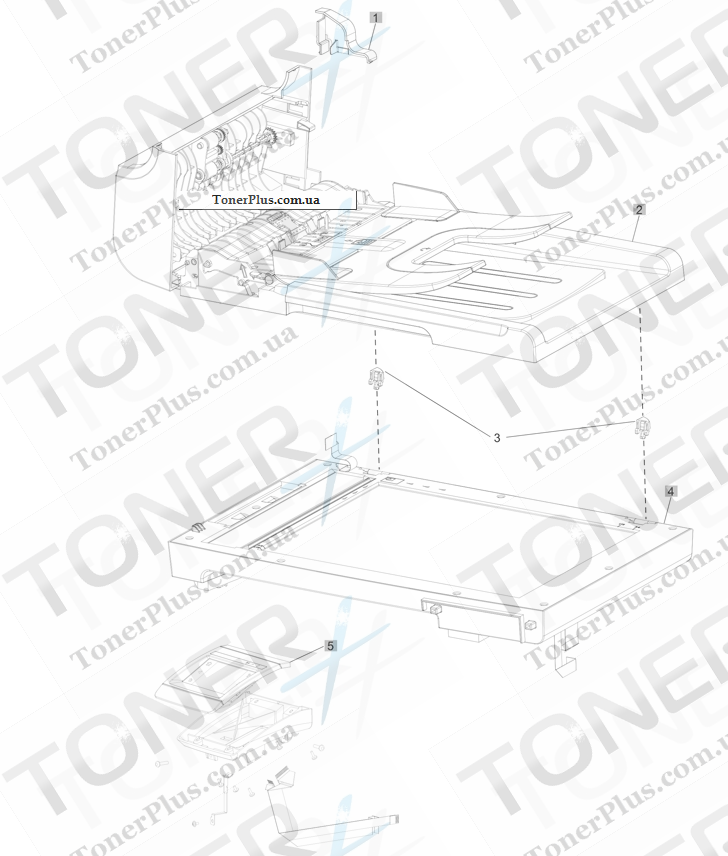 Каталог запчастей для HP LaserJet Pro CM1415 Color MFP - Scanner and document feeder main assemblies