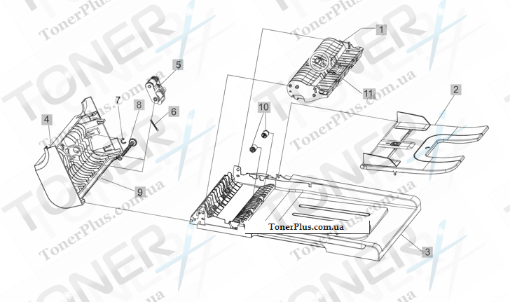 Каталог запчастей для HP Color LaserJet CM1410 MFP Pro - Document feeder assembly parts