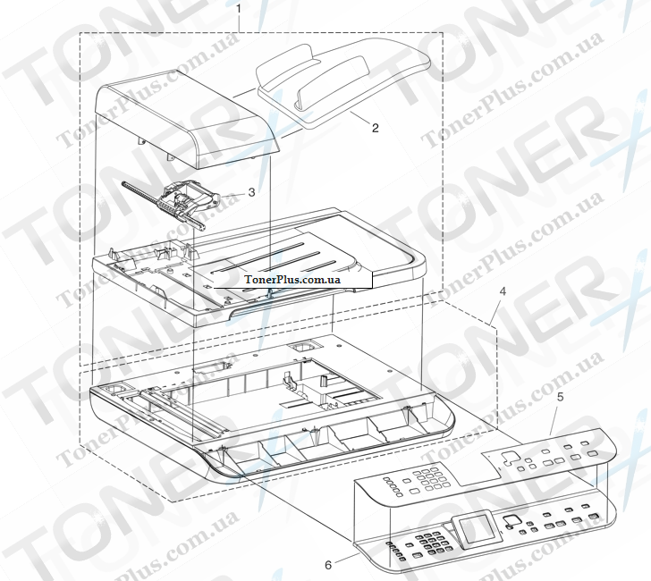 Каталог запчастей для HP Color LaserJet CM2320 MFP - Scanner assembly
