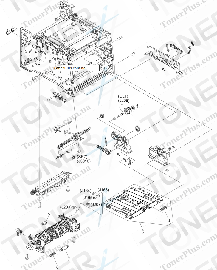 Каталог запчастей для HP Color LaserJet CM2320 MFP - Internal components (3 of 7)