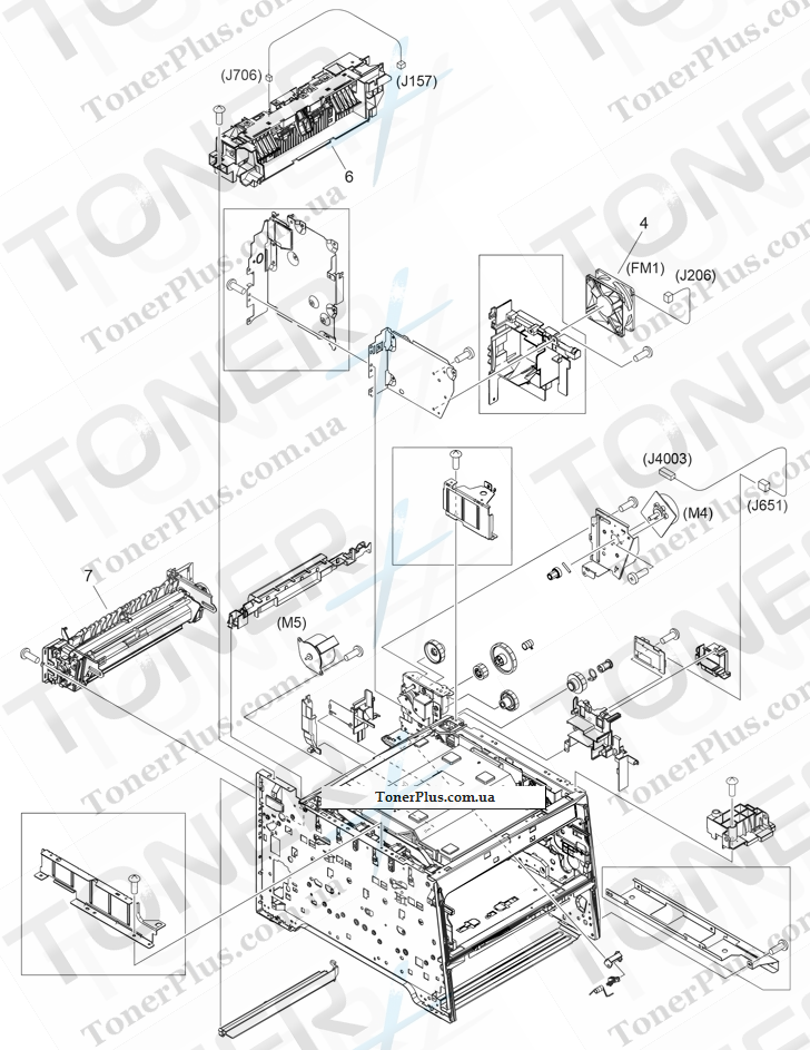 Каталог запчастей для HP Color LaserJet CM2320 MFP - Internal components (5 of 7)