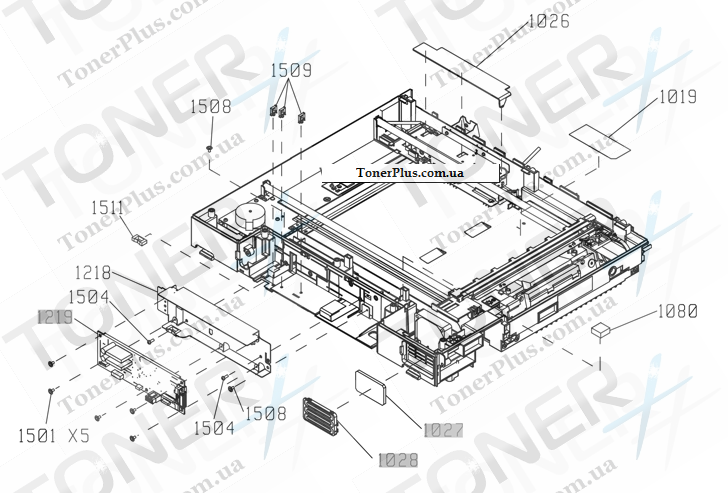 Каталог запчастей для HP Color LaserJet CM4540f MFP Enterprise - Scanner assembly (4 of 6)