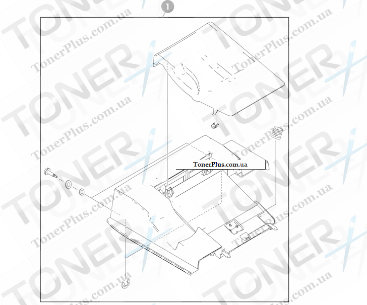 Каталог запчастей для HP Color LaserJet CM4730 MFP - Face-down tray assembly