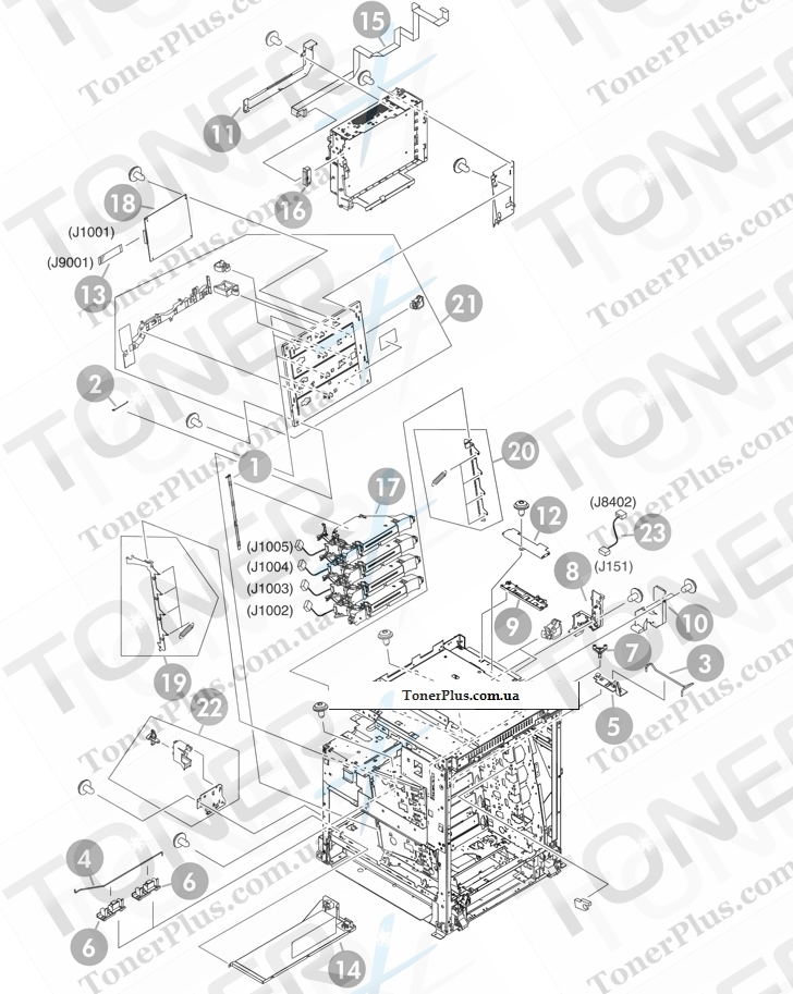 Каталог запчастей для HP Color LaserJet CM4730 MFP - Internal components (2 of 8)