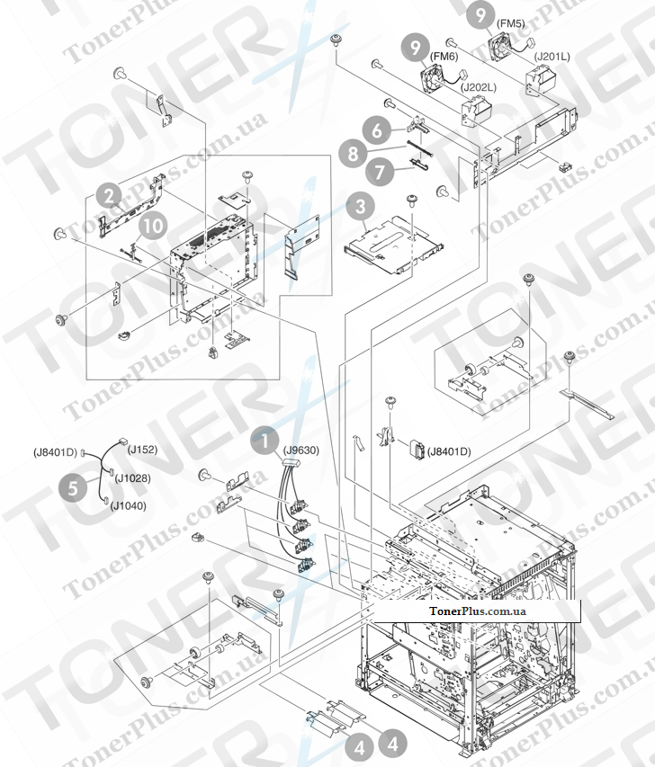 Каталог запчастей для HP Color LaserJet CM4730 MFP - Internal components (3 of 8)