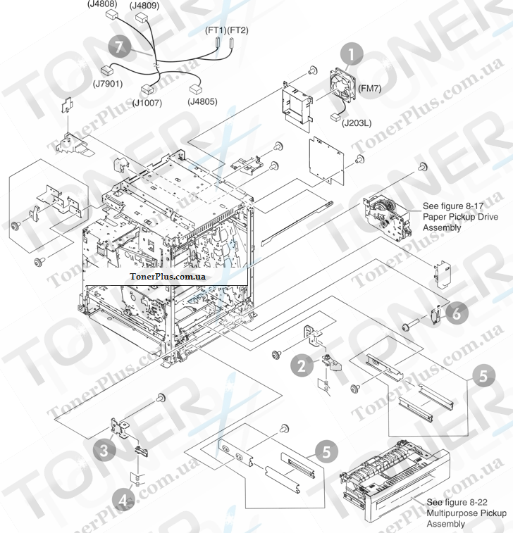 Каталог запчастей для HP Color LaserJet CM4730 MFP - Internal components (6 of 8)