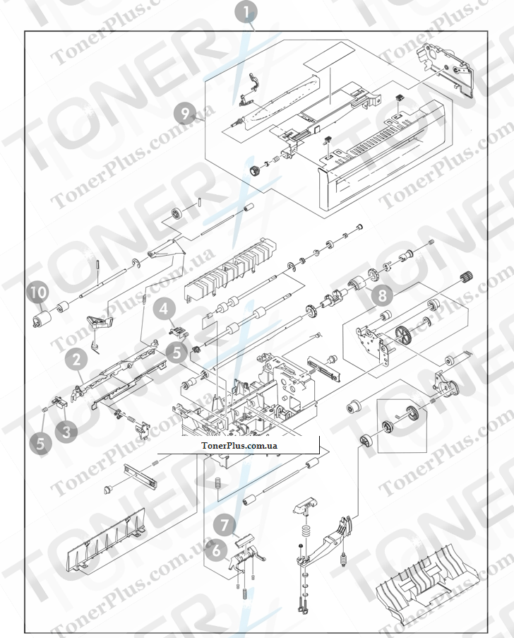 Каталог запчастей для HP Color LaserJet CM4730 MFP - Multipurpose pickup assembly