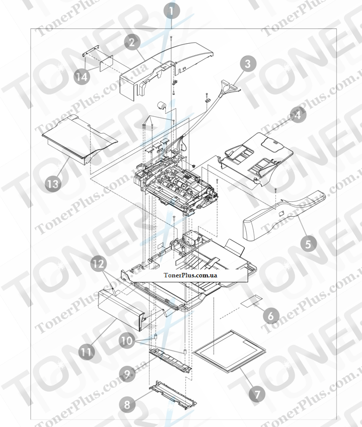 Каталог запчастей для HP Color LaserJet CM4730 MFP - ADF assembly
