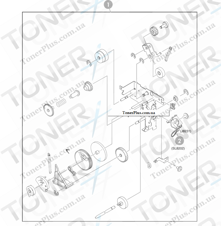 Каталог запчастей для HP Color LaserJet CM4730 MFP - Lower paper pickup drive assembly