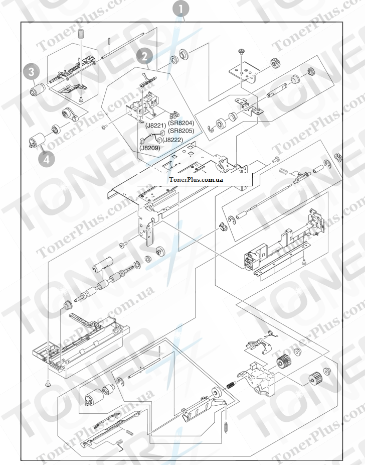 Каталог запчастей для HP Color LaserJet CM4730 MFP - Lower paper pickup assembly