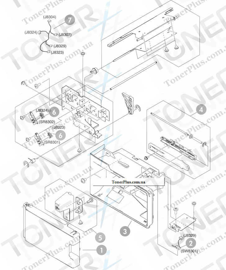 Каталог запчастей для HP Color LaserJet CM4730 MFP - Internal components (1 of 2)