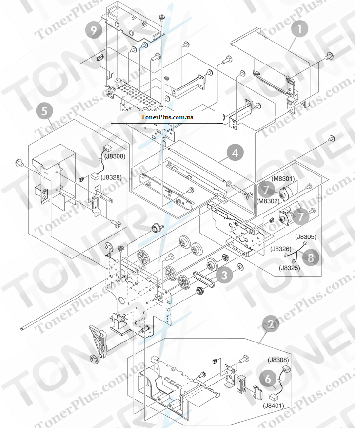 Каталог запчастей для HP Color LaserJet CM4730 MFP - Internal components (2 of 2)