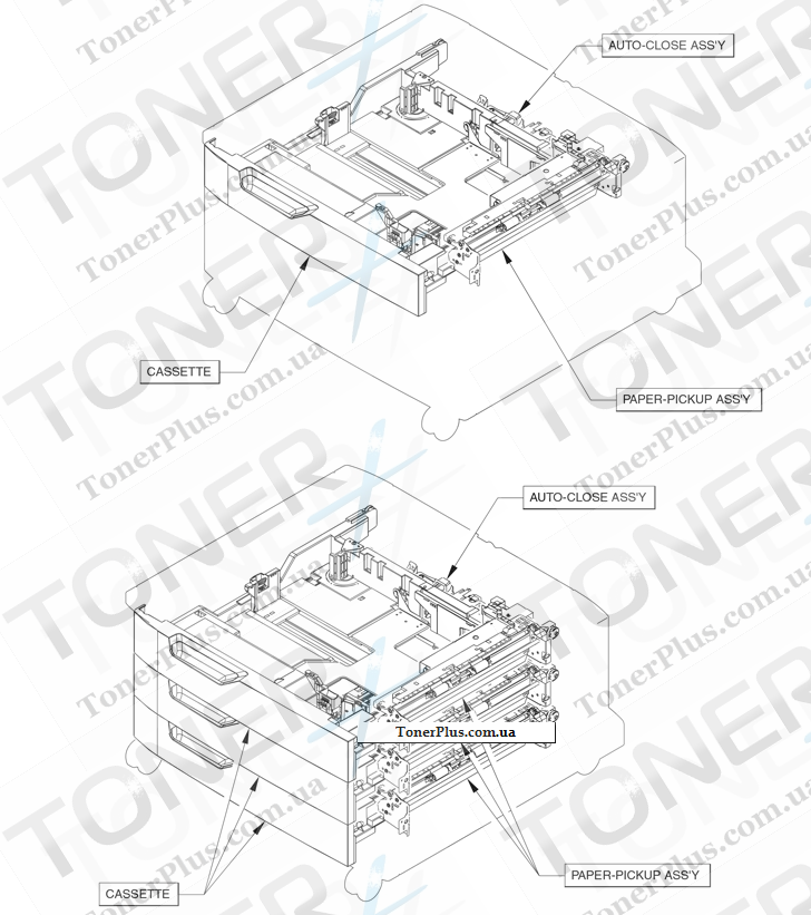 Каталог запчастей для HP Color LaserJet CM6040 MFP - Input-tray units (1x500-sheet and 3x500-sheet)