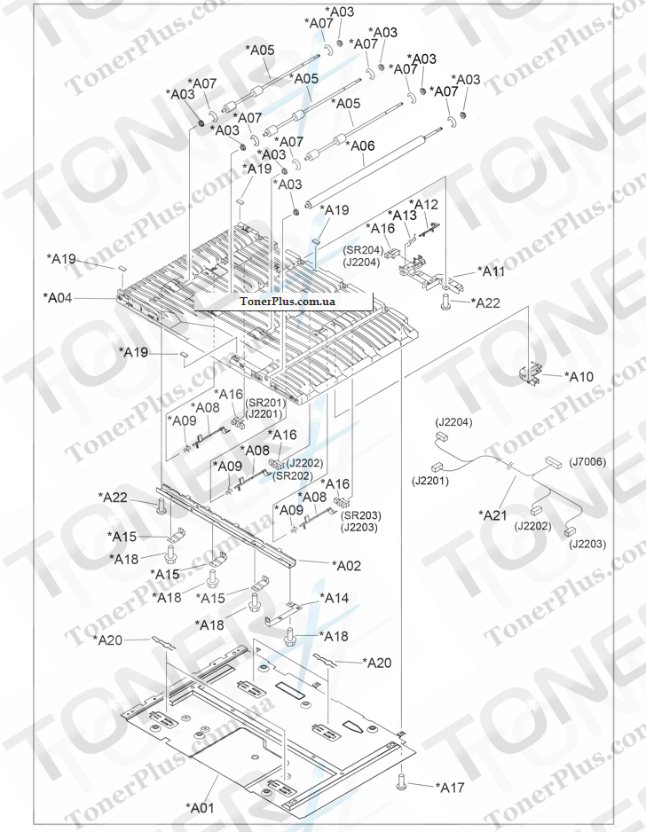 Каталог запчастей для HP Color LaserJet CM6030 MFP - Intermediate-feed lower-guide assembly