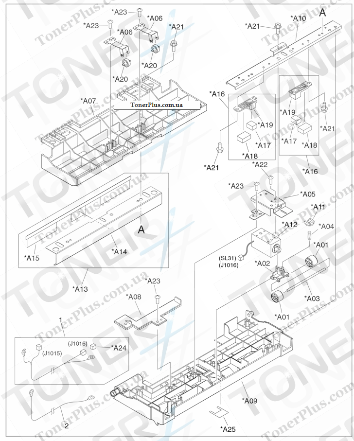 Каталог запчастей для HP Color LaserJet CM6030 MFP - Entrance upper-guide assembly (stapler/stacker and booklet-maker)