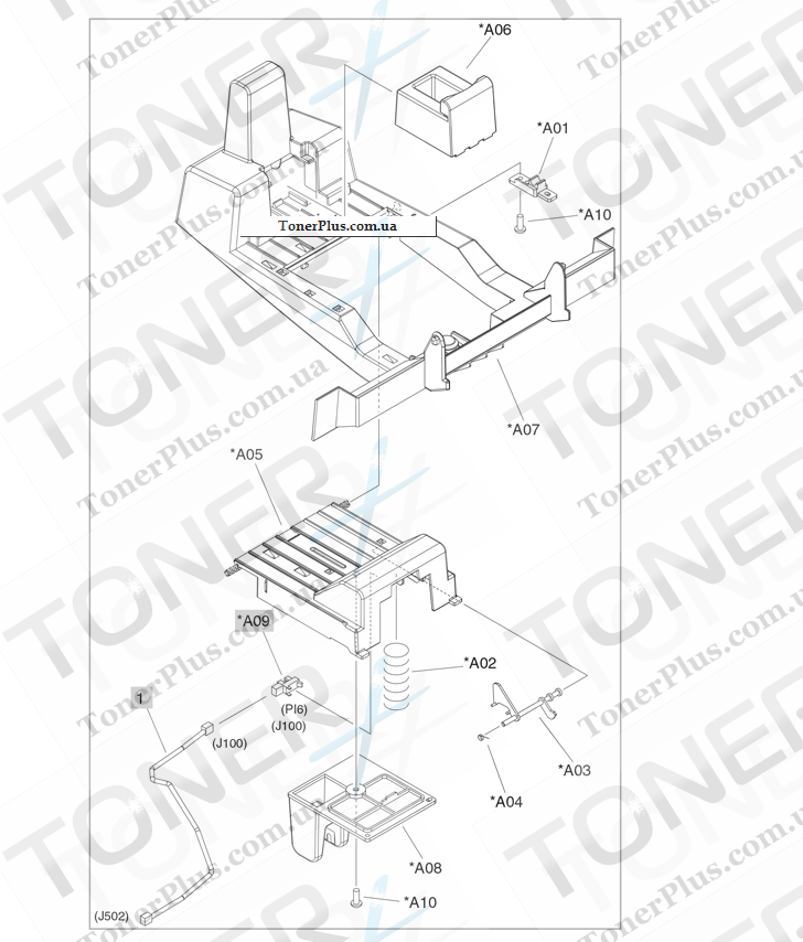 Каталог запчастей для HP Color LaserJet CM6040 MFP - Saddle-tray assembly (booklet-maker)