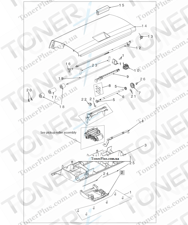 Каталог запчастей для HP Color LaserJet CM6030 MFP - Jam-cover assembly