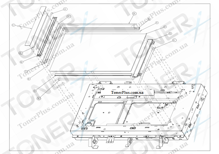 Каталог запчастей для HP Color LaserJet CM6030f MFP - Glass assembly