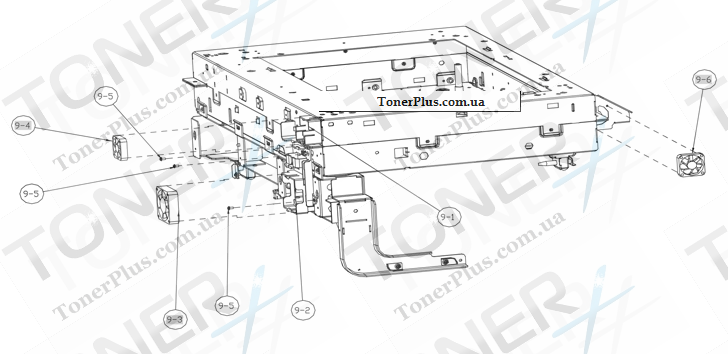 Каталог запчастей для HP Color LaserJet CM6030 MFP - Fan-system assembly