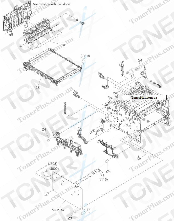 Каталог запчастей для HP Color LaserJet CP1210 Series - Internal components (3 of 4)