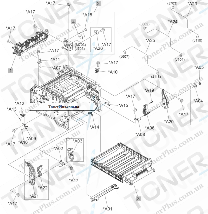 Каталог запчастей для HP LaserJet Pro CP1520 Series - Internal components (4 of 4)