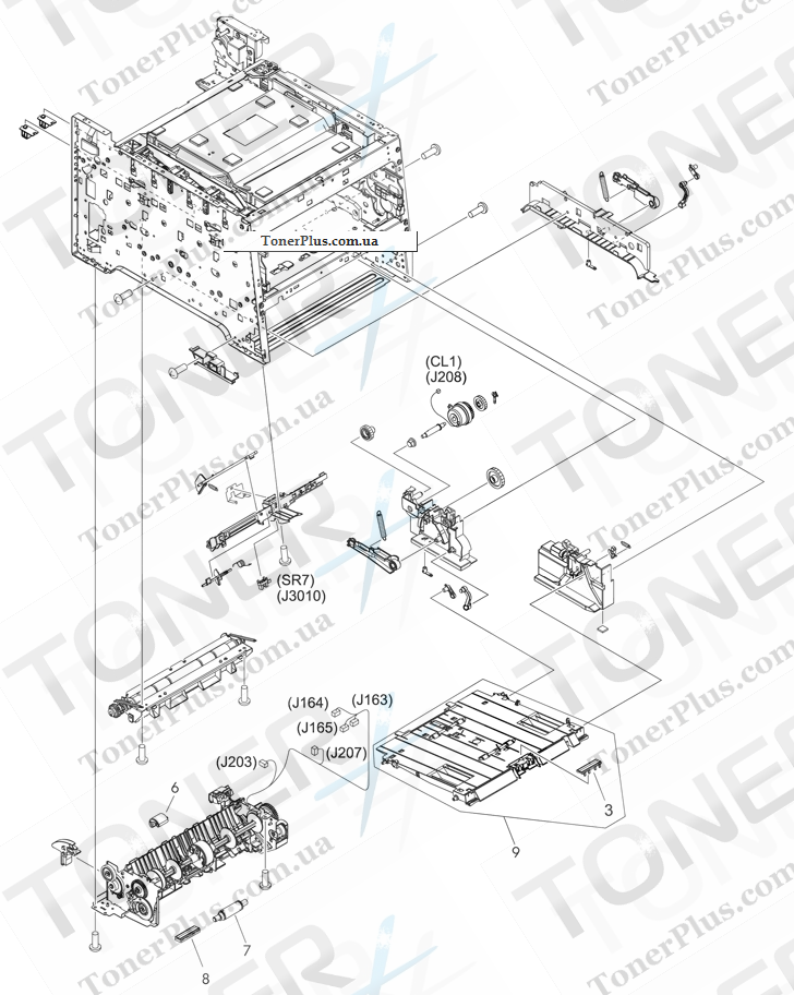 Каталог запчастей для HP Color LaserJet CP2020 Series - Internal components 3