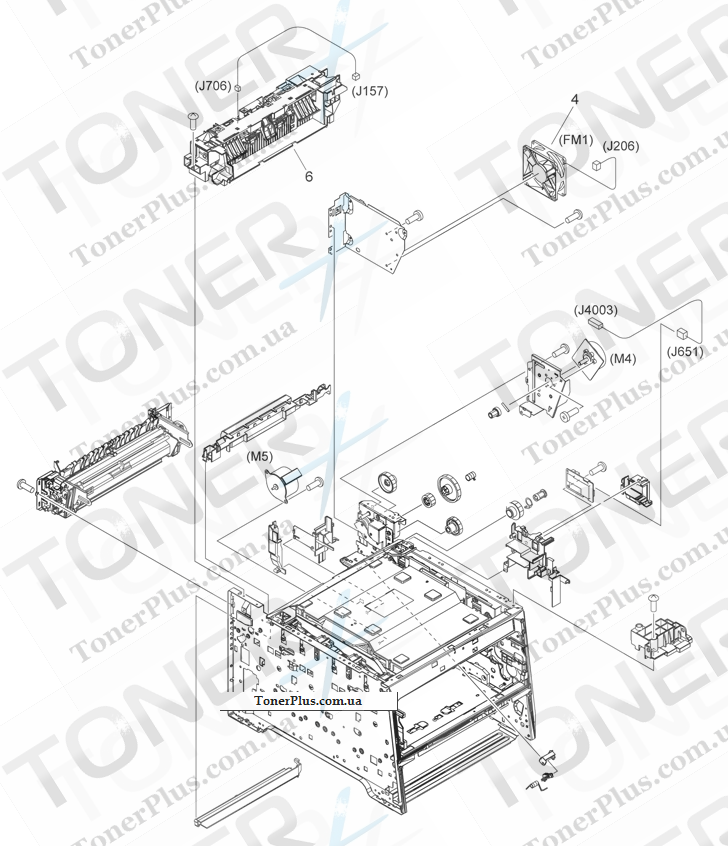 Каталог запчастей для HP Color LaserJet CP2020 Series - Internal components 5