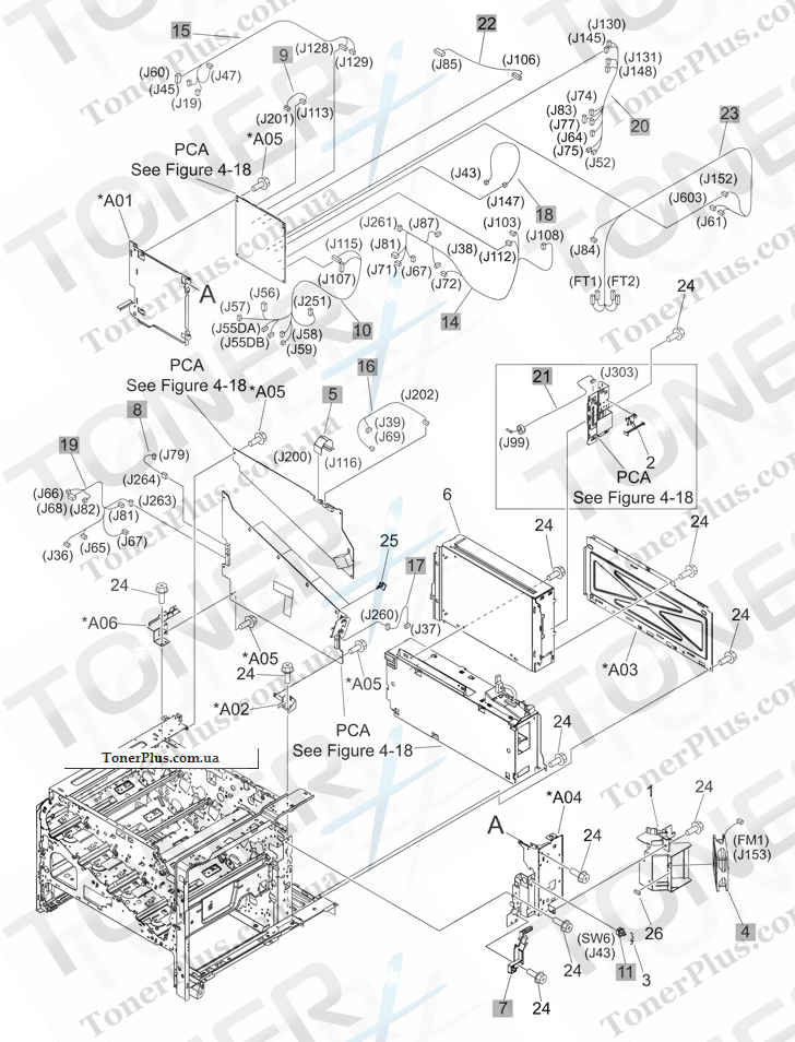 Каталог запчастей для HP Color LaserJet CP4525n Enterprise - Internal components 7