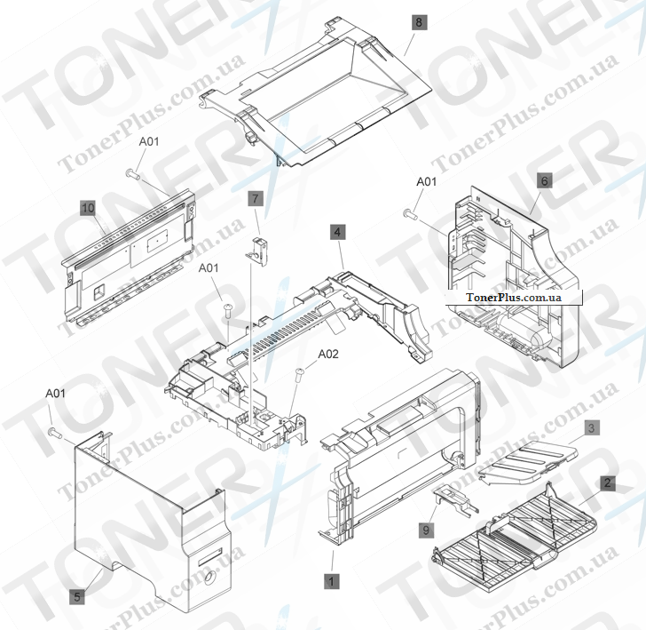 Каталог запчастей для HP LaserJet Pro M1130 MFP - Covers Product base