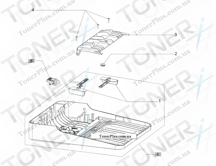 Каталог запчастей для HP LaserJet M177 Color Pro MFP - ADF top cover assembly (M177 model)
