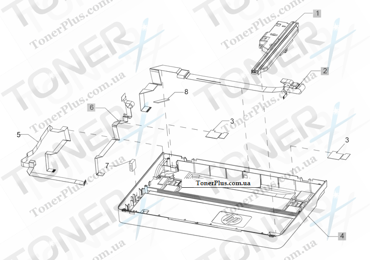 Каталог запчастей для HP LaserJet M225rdn Pro MFP - Scanner assembly internal components (2 of 2)