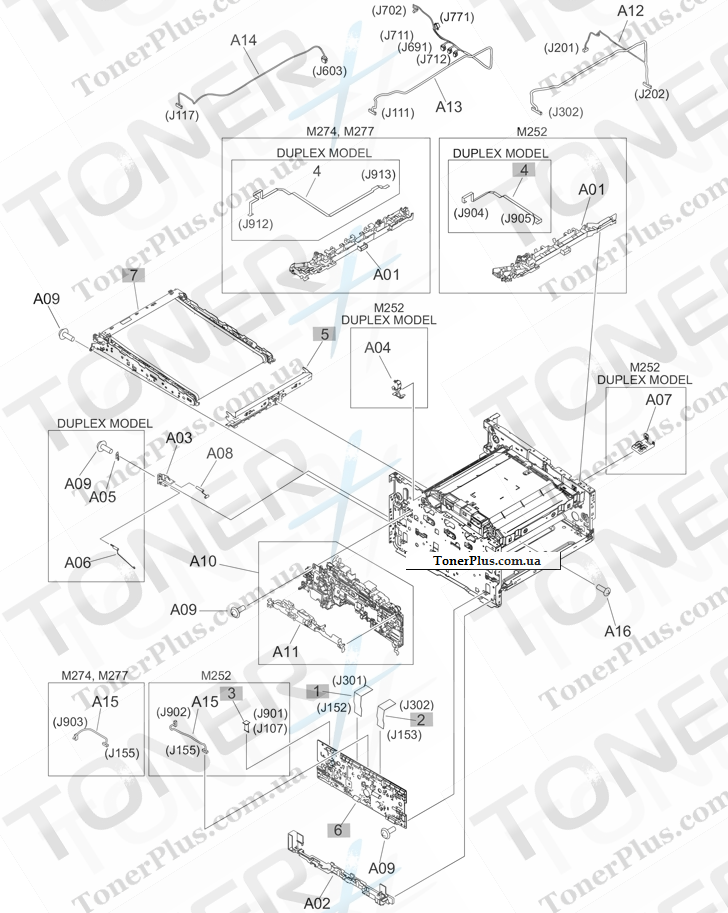 Каталог запчастей для HP LaserJet M274 Pro Color MFP - Internal components (3 of 3)