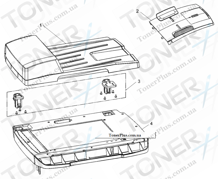 Каталог запчастей для HP LaserJet M2727 MFP - Scanner and ADF assemblies