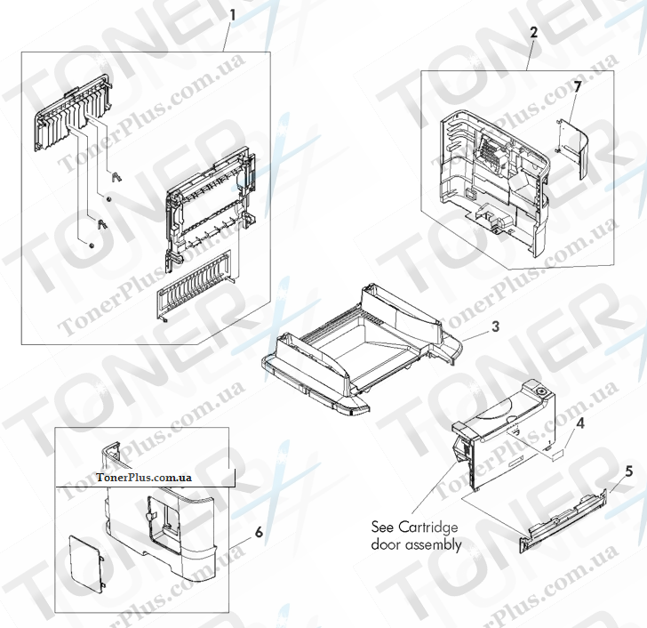 Каталог запчастей для HP LaserJet M2727 MFP - External covers and panels