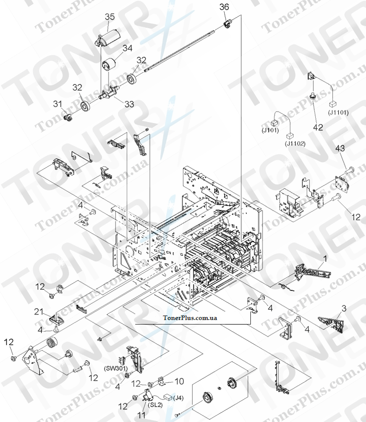 Каталог запчастей для HP LaserJet M2727 MFP - Internal components (4 of 4)