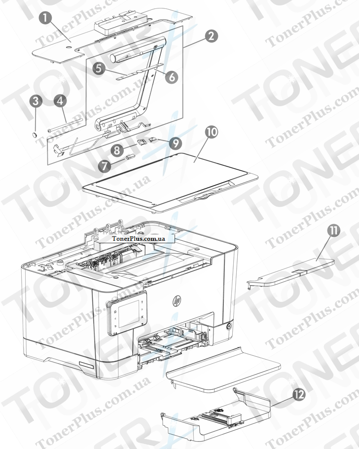 Каталог запчастей для HP LaserJet Pro 200 Color MFP M275nw - Covers and external assemblies 1