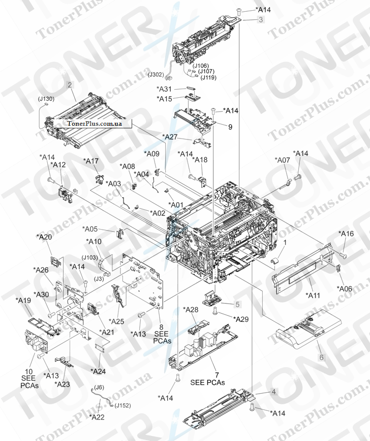 Каталог запчастей для HP LaserJet Pro 200 Color MFP M275nw - Internal assembly