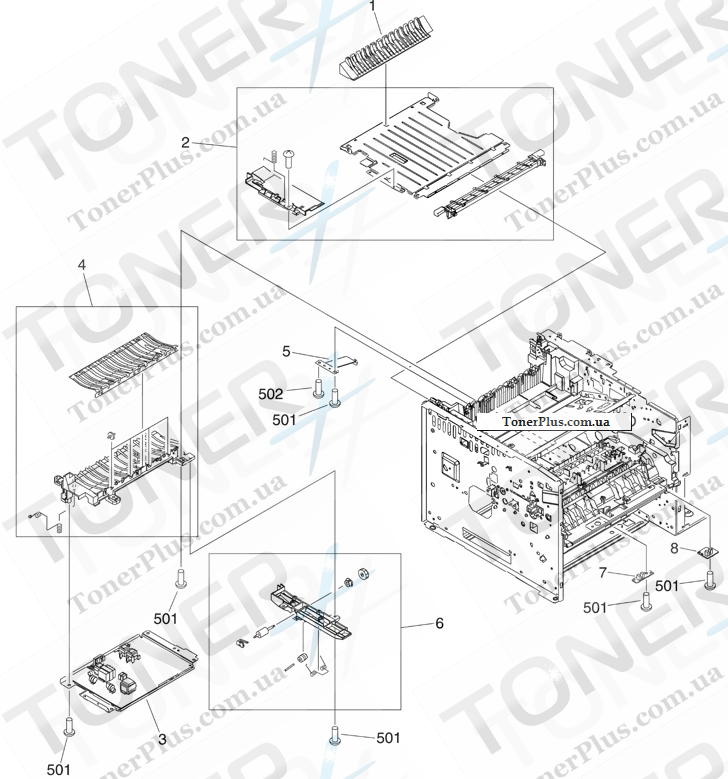 Каталог запчастей для HP LaserJet M3035 MFP - Internal components (4 of 6)