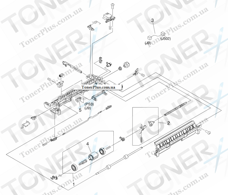 Каталог запчастей для HP LaserJet M3027 MFP - Tray 2 pickup assembly