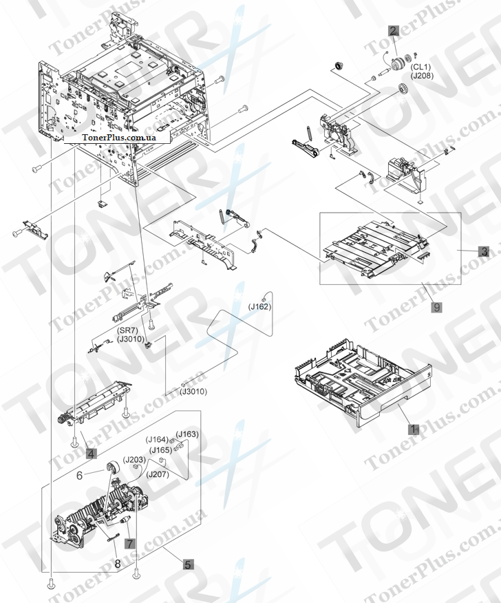 Каталог запчастей для HP LaserJet Pro 300 Color M351 - Internal assemblies 3