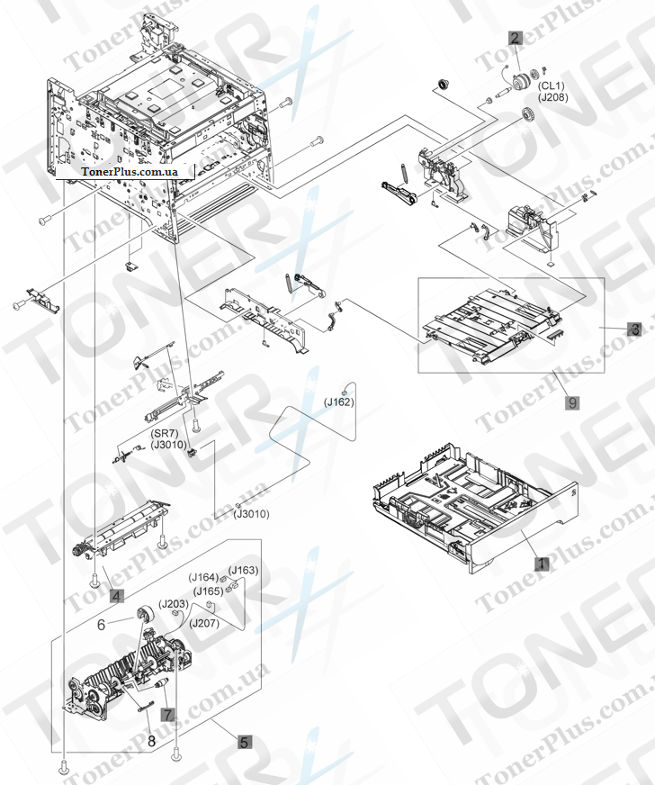 Каталог запчастей для HP LaserJet M375 Pro Color MFP - Internal assemblies 3