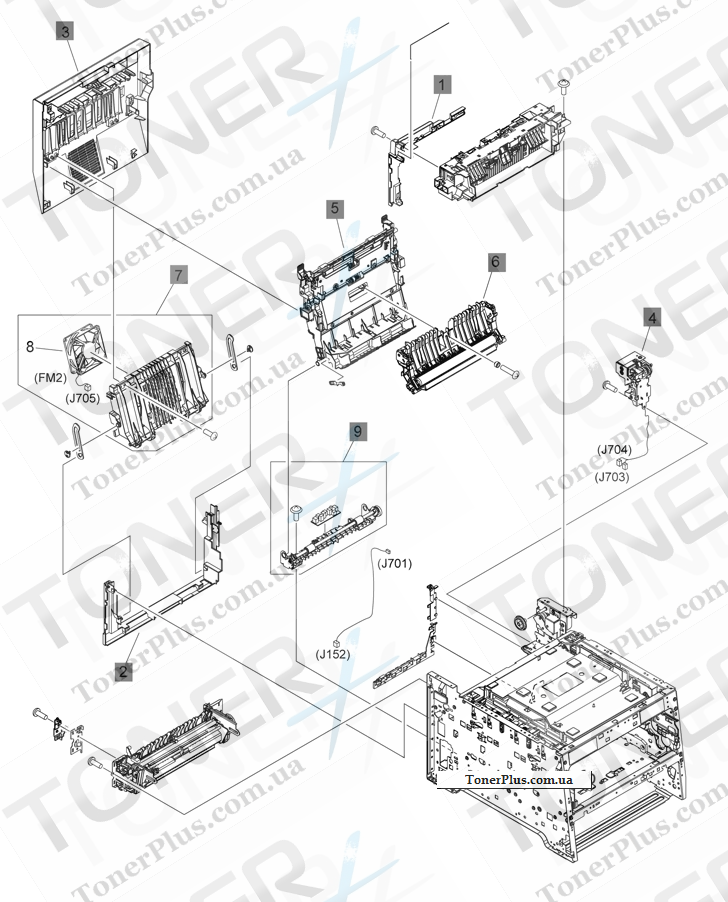 Каталог запчастей для HP LaserJet Pro Color MFP M375 - Internal assemblies (duplex models)