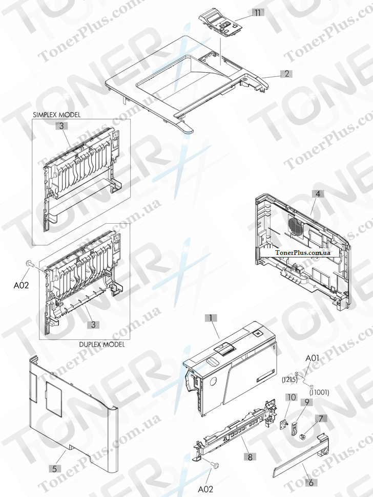 Каталог запчастей для HP LaserJet Pro 400 M401 - Covers, panels, and doors (LCD control panel models)