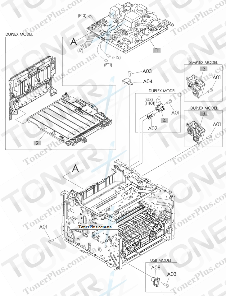 Каталог запчастей для HP LaserJet Pro 400 M401 - Internal components 5