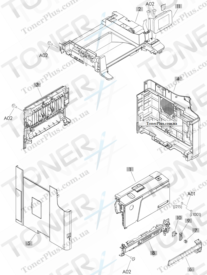 Каталог запчастей для HP LaserJet M425 Pro 400 MFP - Covers, panels, and doors