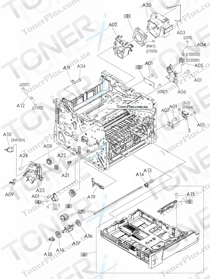 Каталог запчастей для HP LaserJet Pro 400 MFP M425 - Internal components 4
