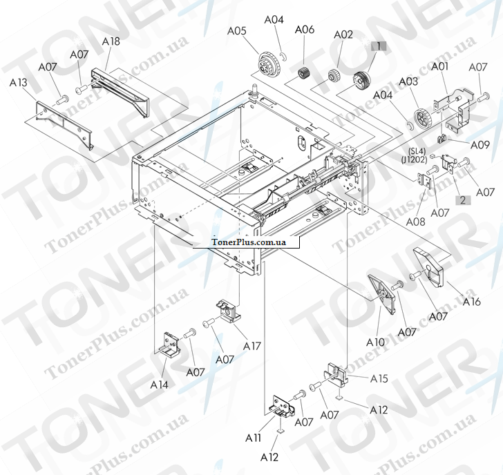 Каталог запчастей для HP LaserJet Pro 400 MFP M425 - Paper feeder main body 1